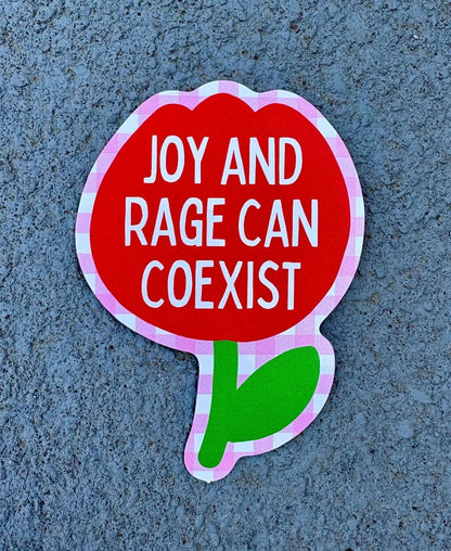 Joy and Rage Can Coexist Sticker | Feminist Resistance Tulip Sticker