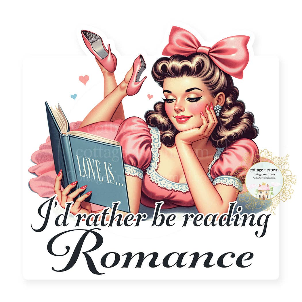 Vintage-style illustration of a woman holding a book titled &