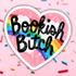Heart-shaped sticker with &