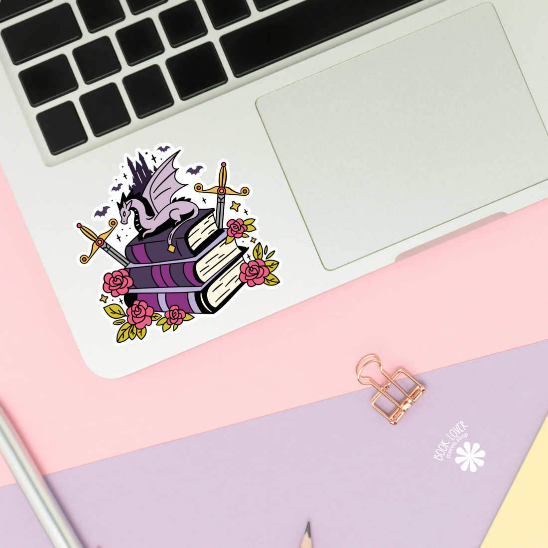 Fantasy Book Stack Sticker | Dragon Reader Gift