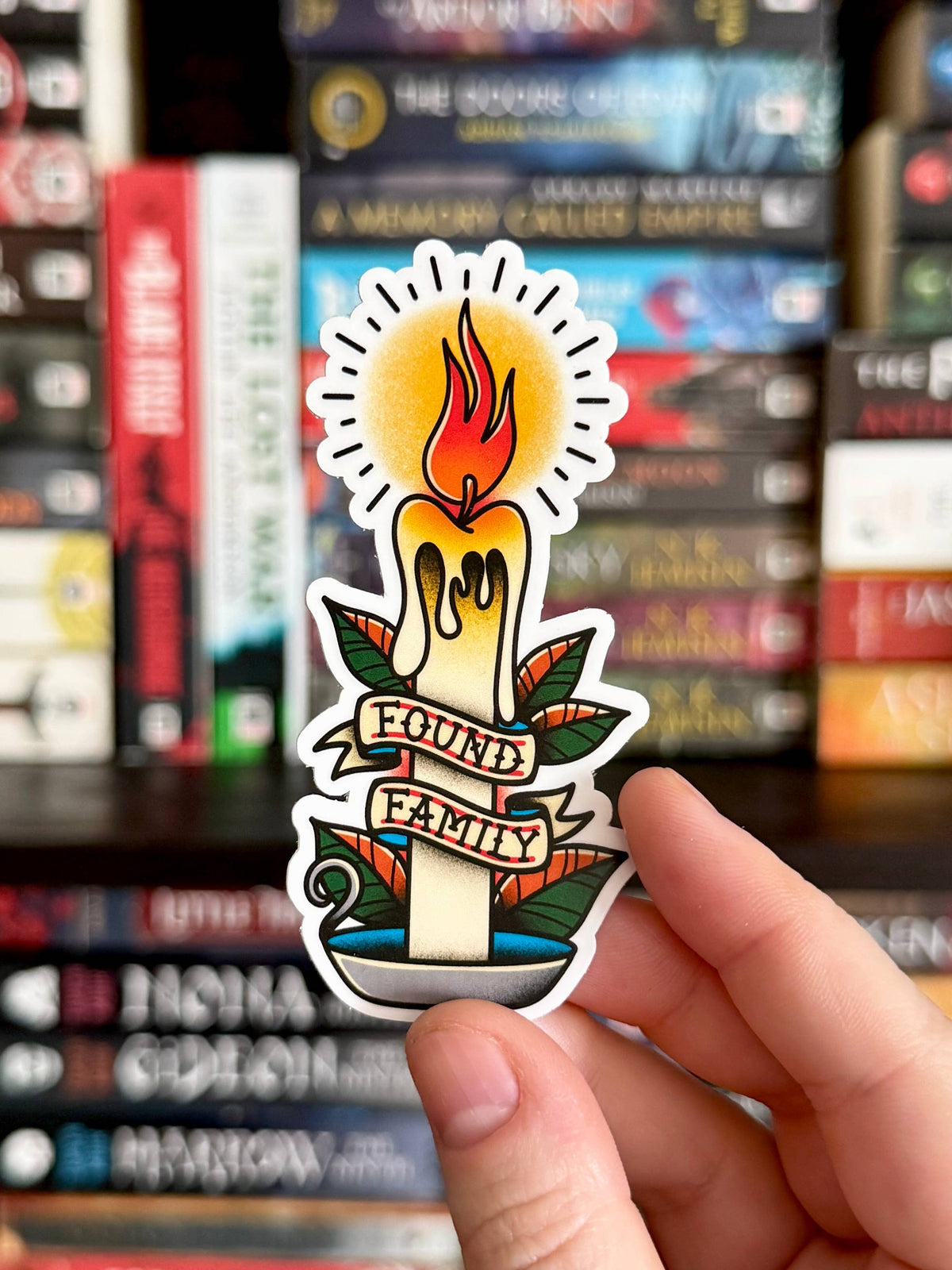 Sticker with a candle design and &