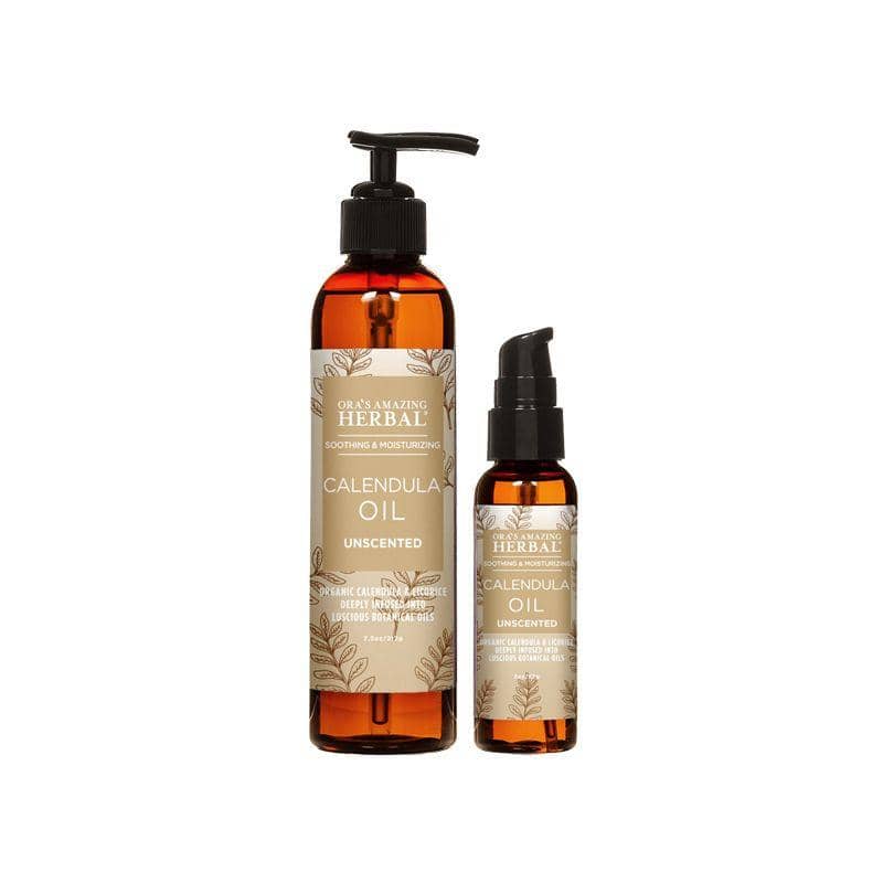 Calendula Oil White Background 2oz &amp; 7.5oz Bottles