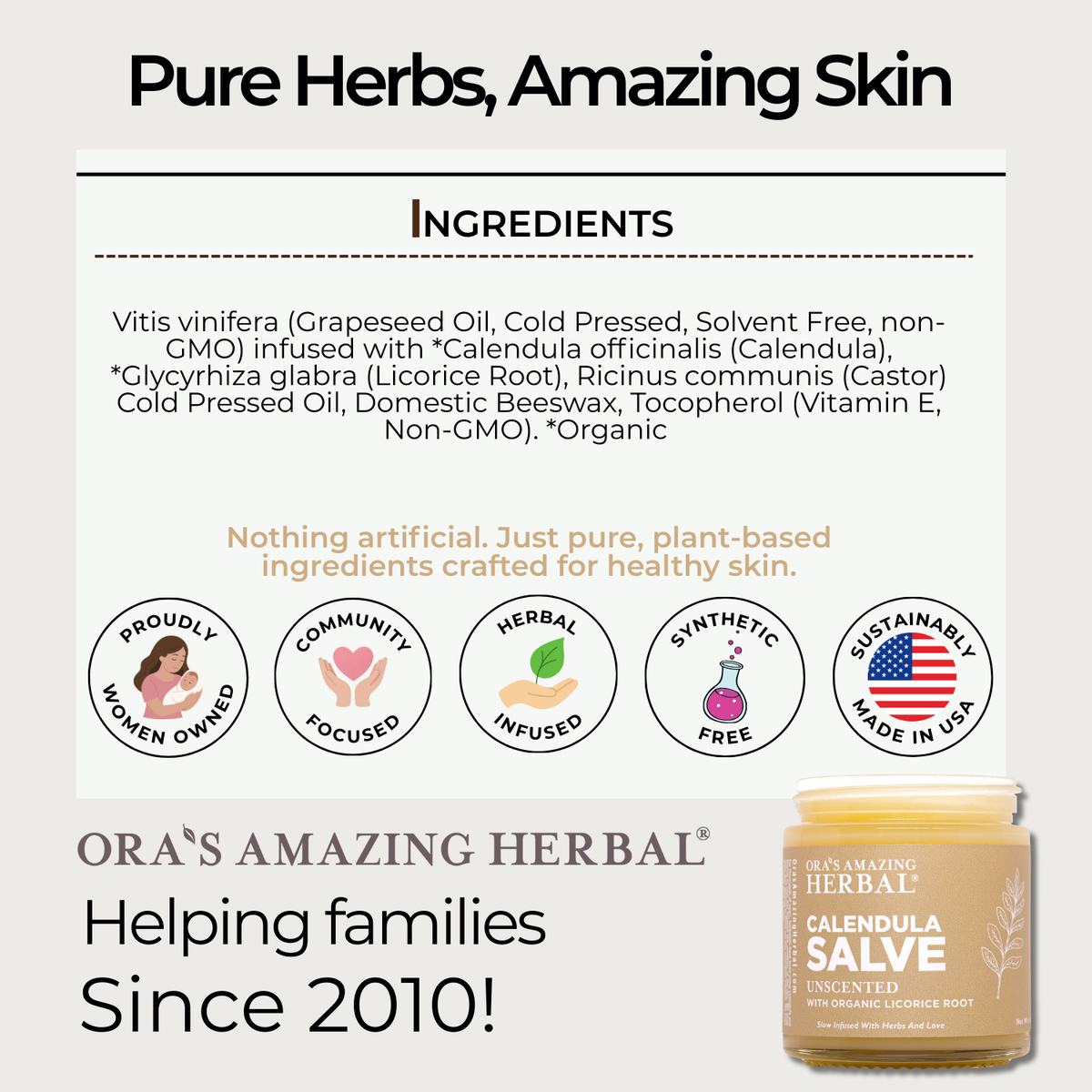 Calendula Salve 4oz Ingredient Informative Tile