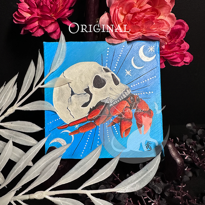Hermit Crab Cancer Sign Zodiac Print with Celestial Accents, Zodiac series