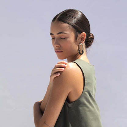 Cantadora Olive Rope &amp; Brass Earrings