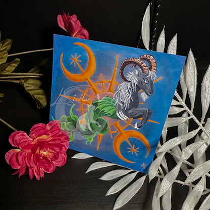 Capricorn Seagoat Print with celestial accents