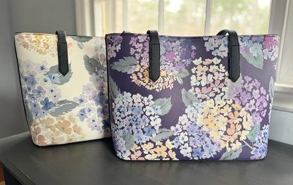 endless hydrangea carryall in vegan leather
