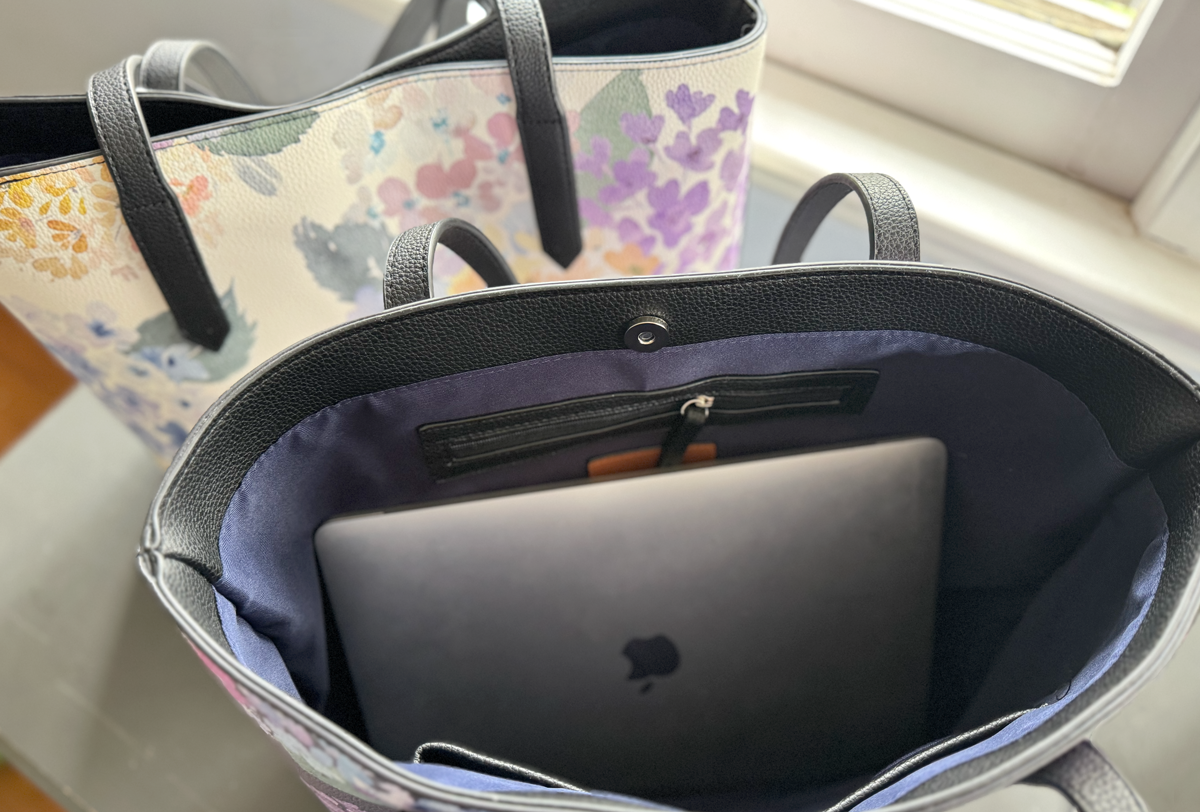 endless hydrangea carryall in vegan leather