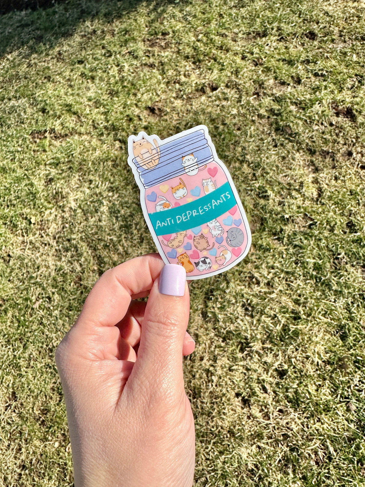 Get a dopamine rush from this adorable antidepressant cat and dog meds sticker! If you&
