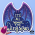 A die-cut vinyl sticker featuring purple bat wings on a starry blue night-sky background with the text &