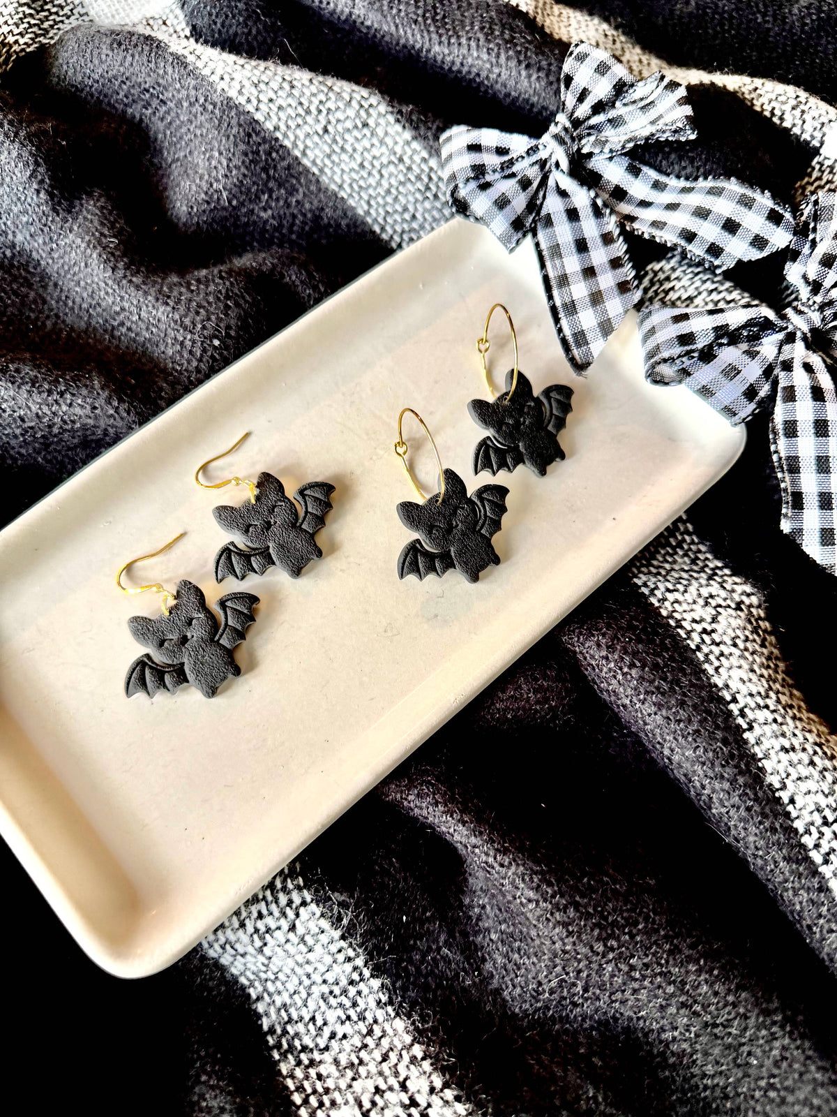 Happy Bat Earrings | Polymer Clay Halloween Earrings