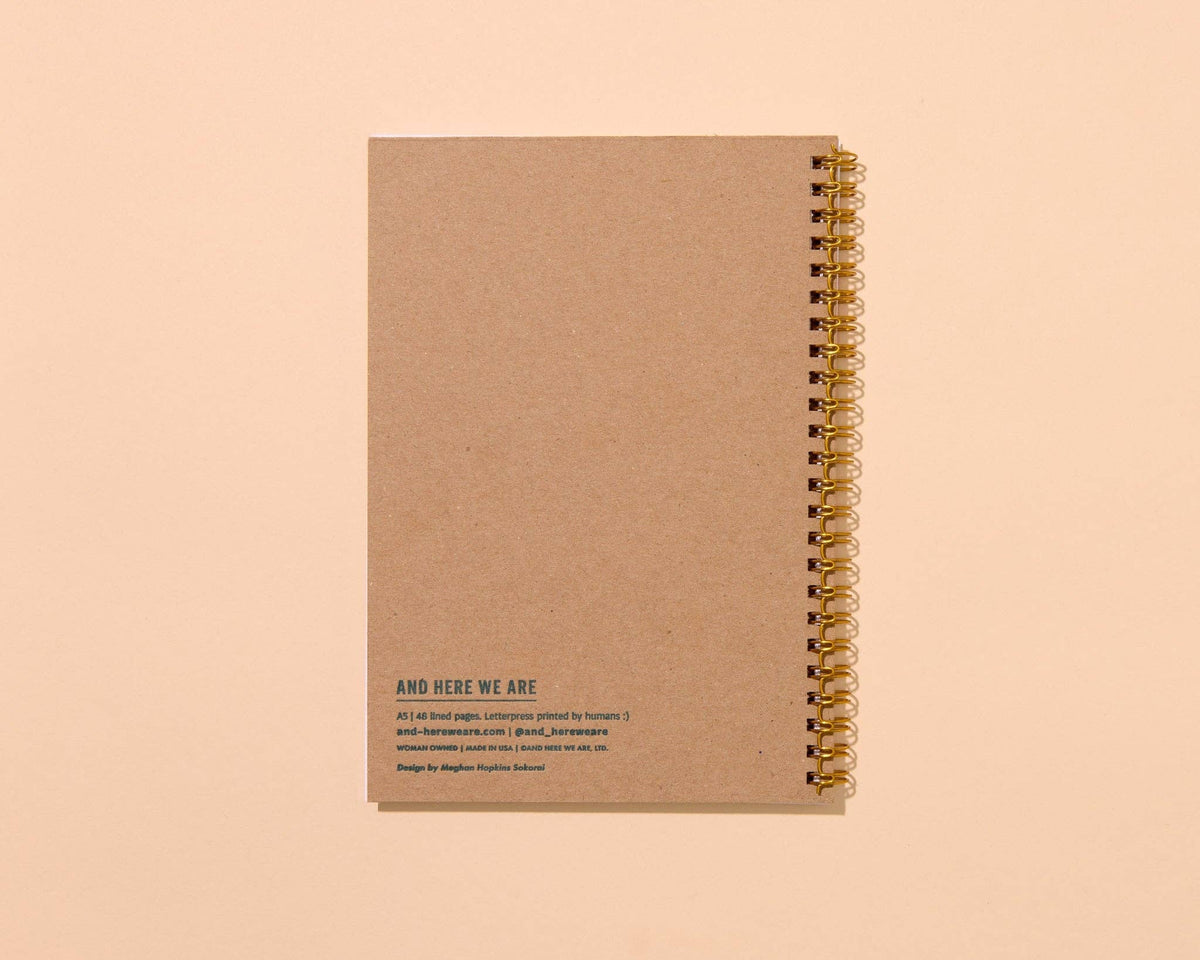 Letterpress A5 Lined Spiral Notebook—Strawberry
