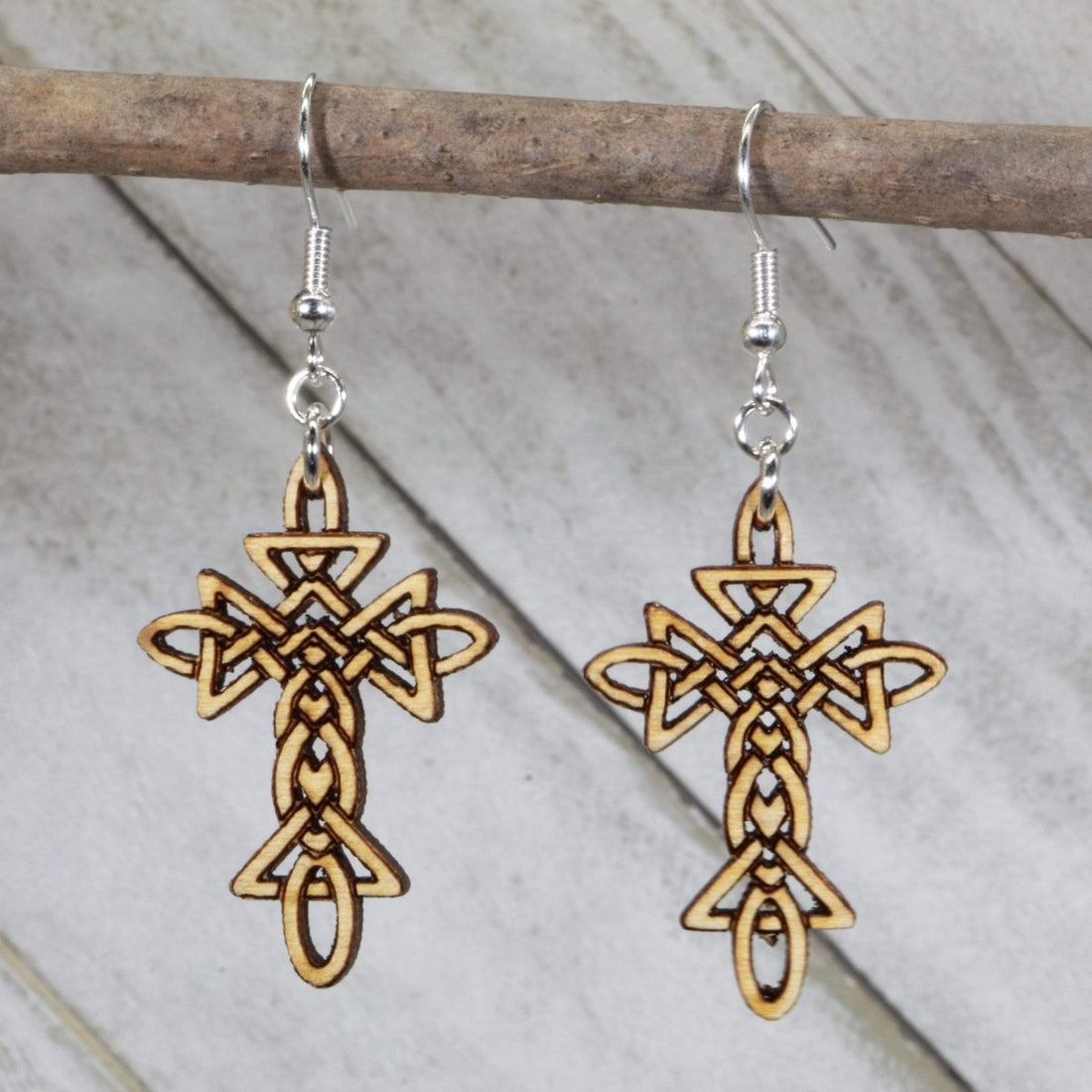 Celtic Knot Cross Dangle Earrings - - Cate&