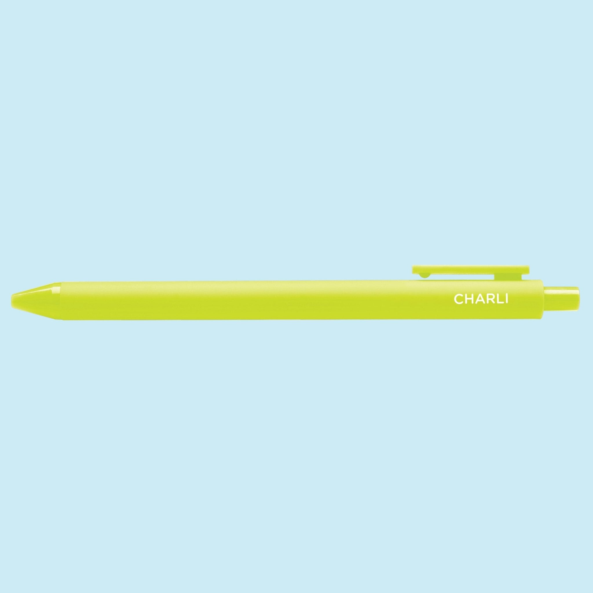Lime green pen with &