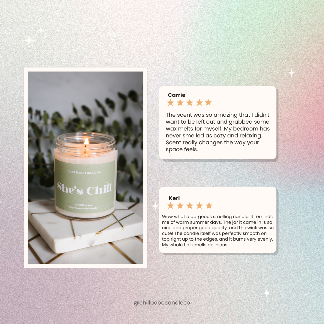 She’s Chill Candle | Eucalyptus + Spearmint reviews