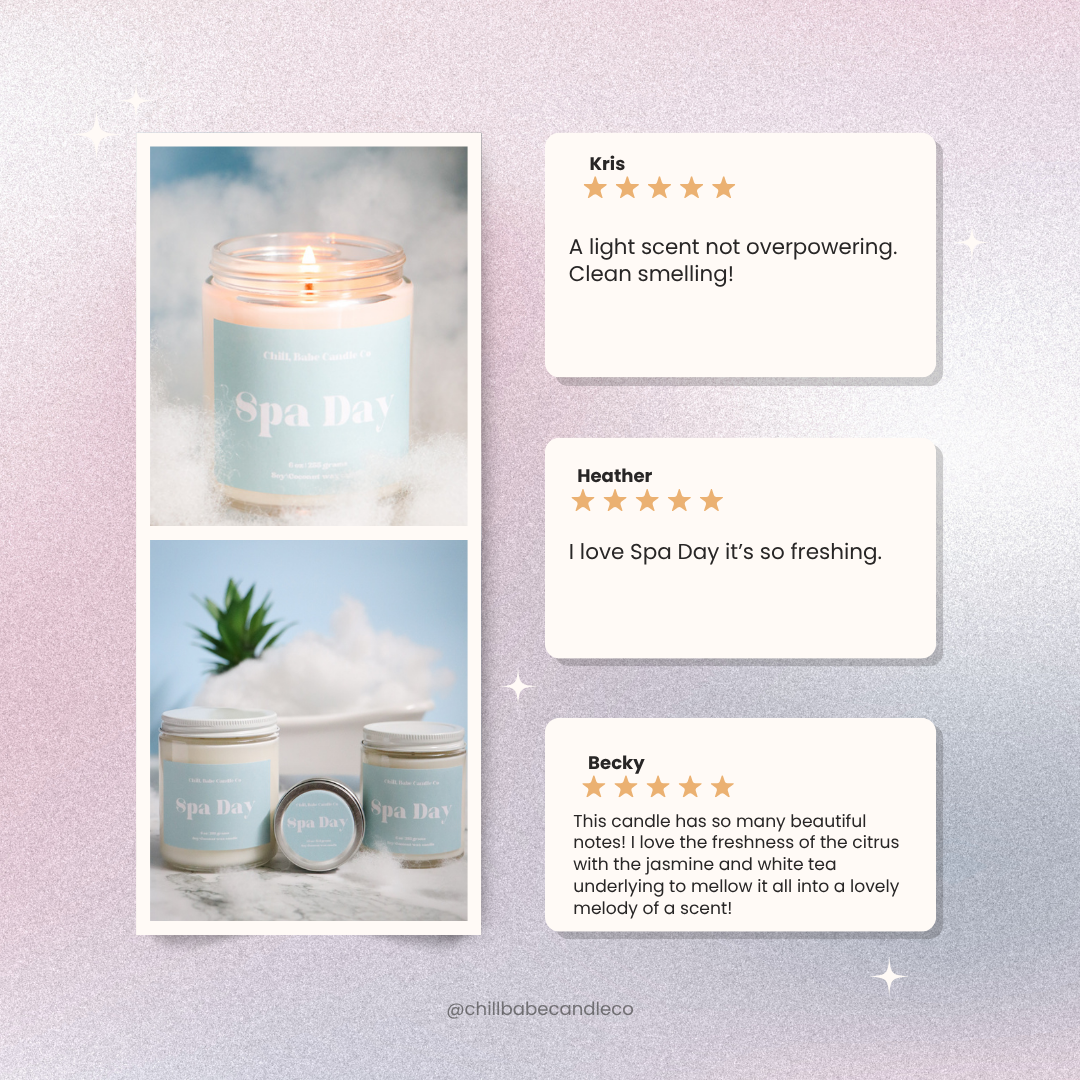 Spa Day Candle | White Tea + Citrus + Jasmine reviews