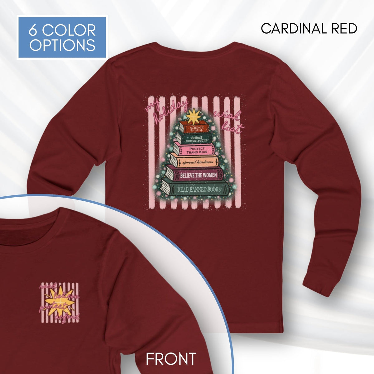 christmas-book-tree-unisex-long-sleeve-tee-holiday-activism-shirt-literary-activist-top-reader-gift-cardinal-red