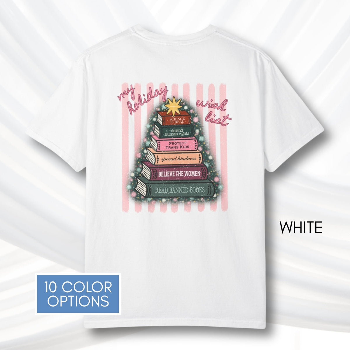 christmas-book-tree-unisex-tee-holiday-activism-tshirt-literary-activist-top-reader-gift-bibliophile-comfort-colors-white