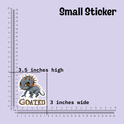 Small chupacabra sticker measured at 3.5 inches high and 3 inches wide