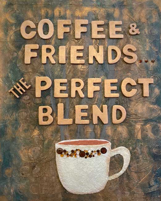 Coffee and Friends Mixed Media Wall Art