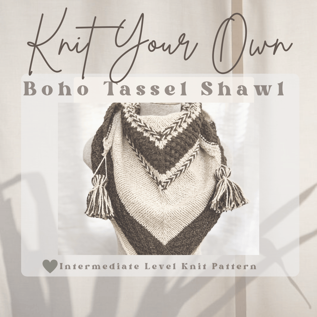 Boho Knitting Pattern: Tassel Shawl - DIGITAL DOWNLOAD