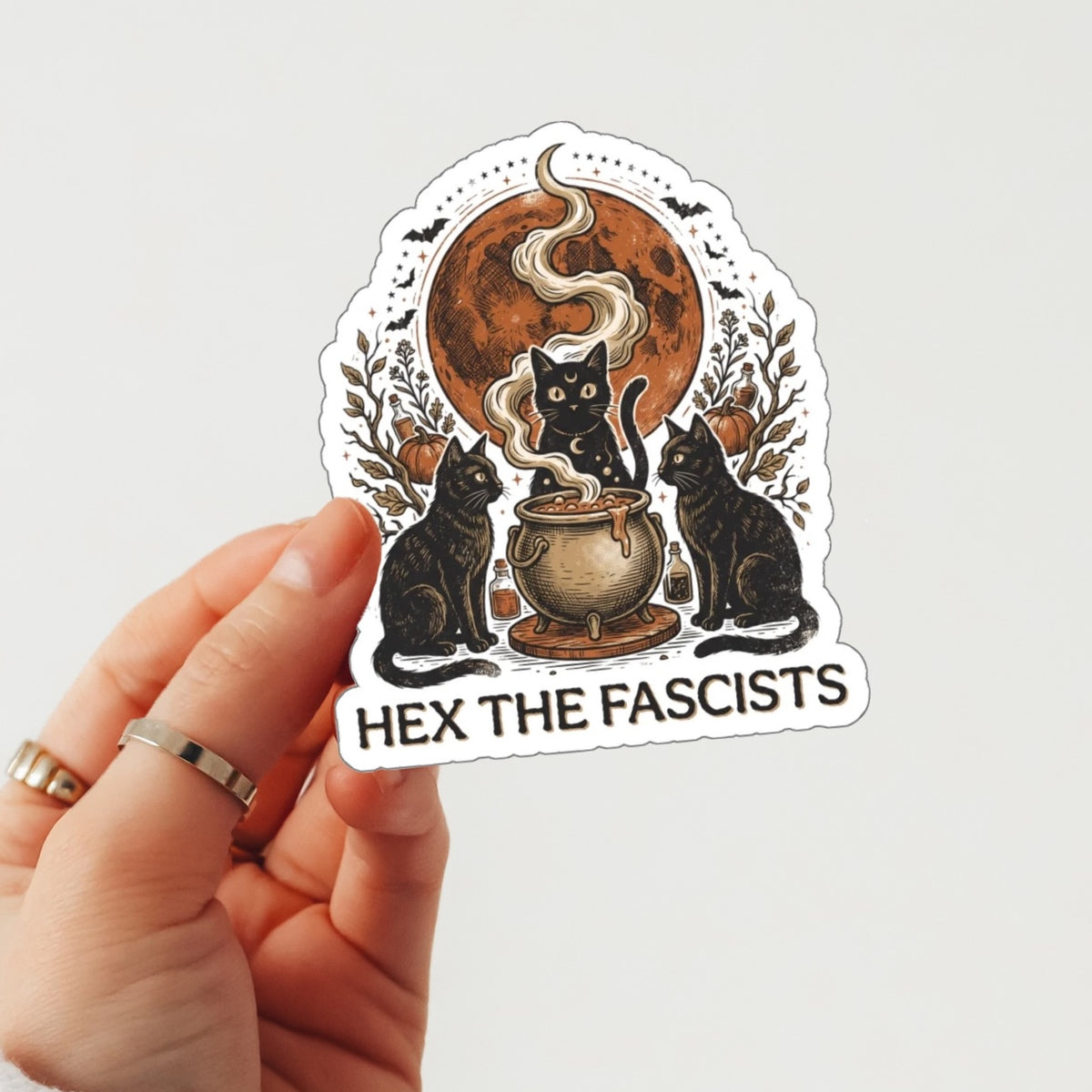 Hex The Fascists Witchy Cats Sticker - Resistance Nation