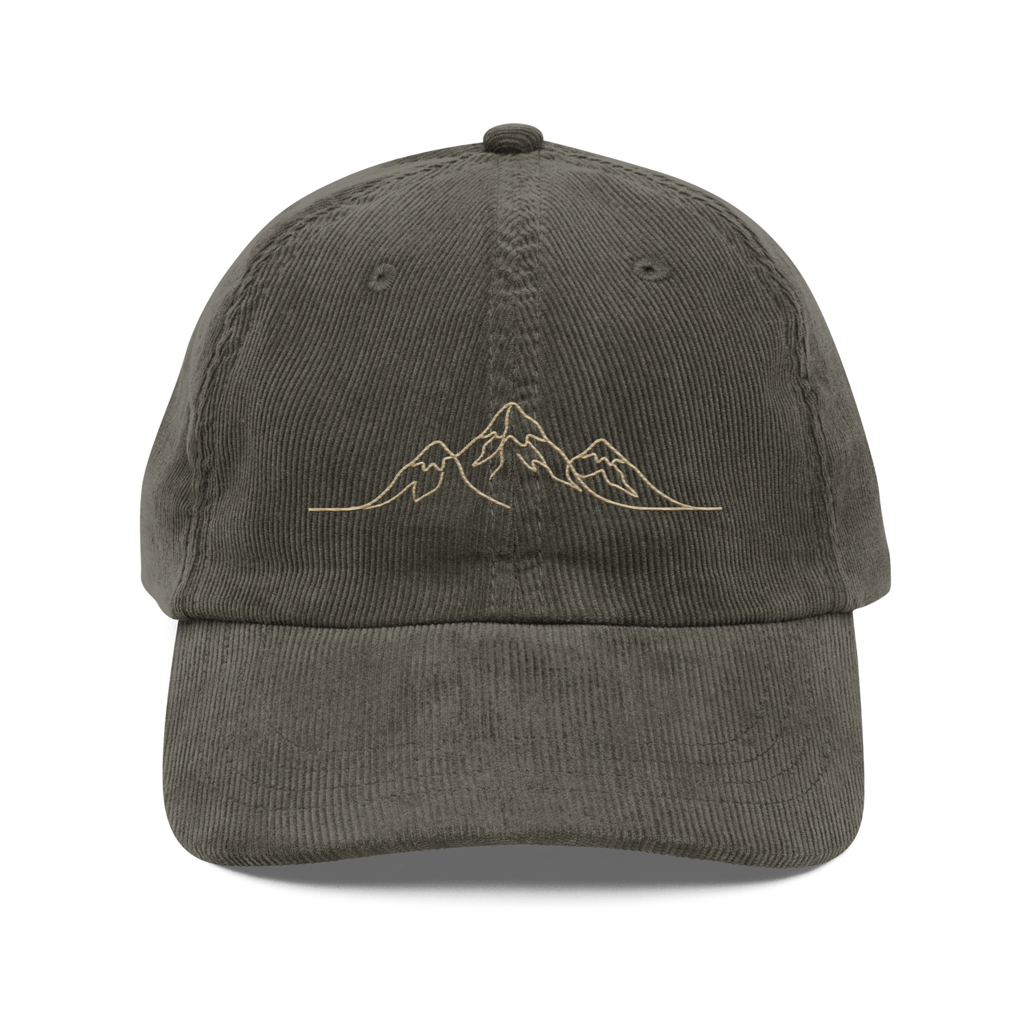 Corduroy Hat | Embroidered Mountain Line Art Cap | Minimalist Outdoor Gift - Heartland Stitch
