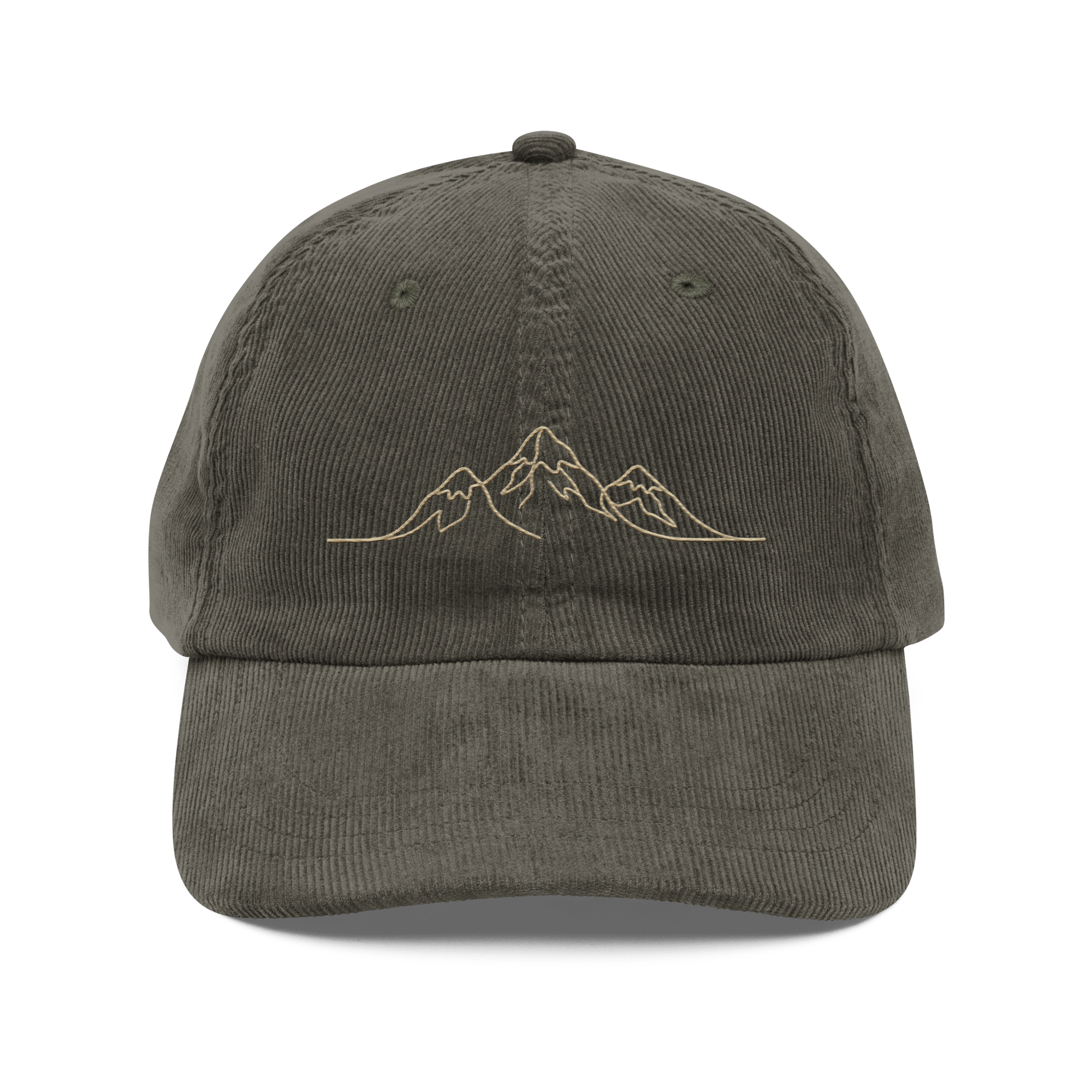 Corduroy Hat | Embroidered Mountain Line Art Cap | Minimalist Outdoor Gift - Heartland Stitch