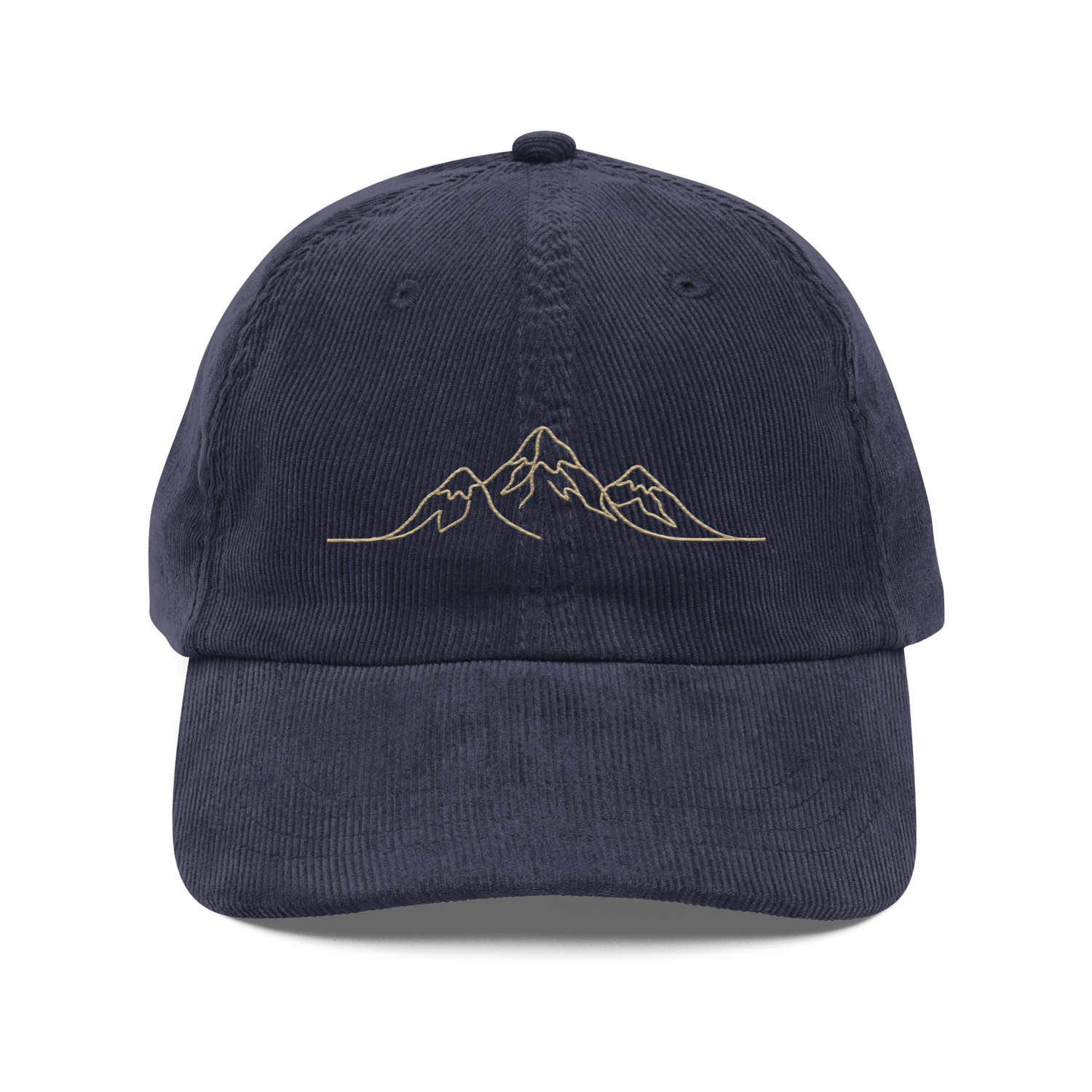 Corduroy Hat | Embroidered Mountain Line Art Cap | Minimalist Outdoor Gift - Heartland Stitch