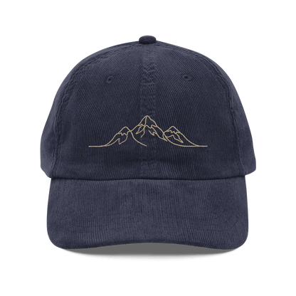 Corduroy Hat | Embroidered Mountain Line Art Cap | Minimalist Outdoor Gift - Heartland Stitch