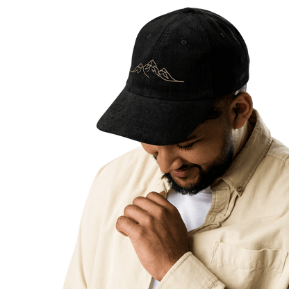 Corduroy Hat | Embroidered Mountain Line Art Cap | Minimalist Outdoor Gift - Heartland Stitch