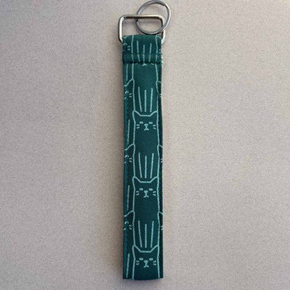 Cotton Canvas Key Fob Wristlet - Cat Prints - Malia Designs
