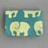 bright teal  cotton cardholder from repurposed fabric with elephant print