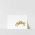 Gold crab illustration on a white card with a white background
