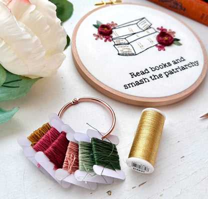 Read books and smash the patriarchy // 5 inch embroidery kit
