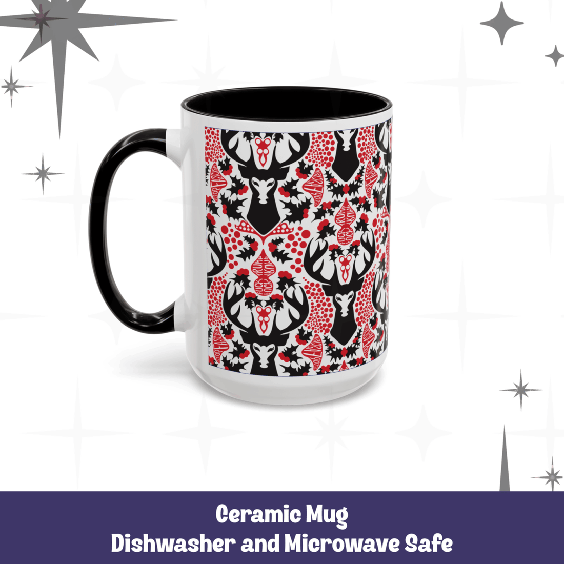 Hidden Message Mug “F*ck Trump” “Stop Fascism” Woodland Stag Damask