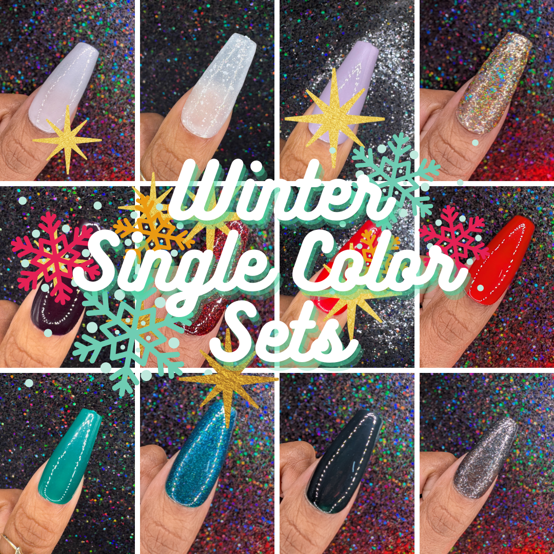 Winter Single Solid Color Sets *Choose Your Color* - Reusable Press-On Nail Extensions 10 or 24 nails