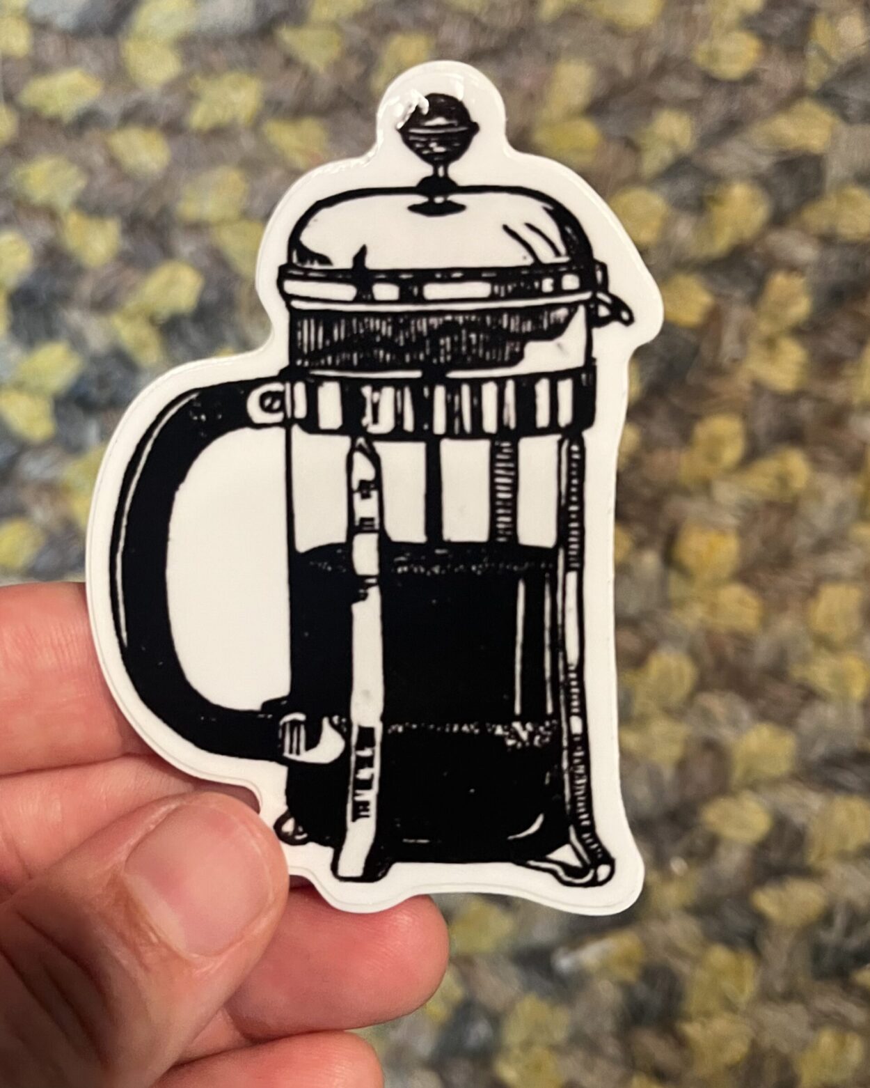 French Press Sticker - weatherproof adhesive, UV protective laminate