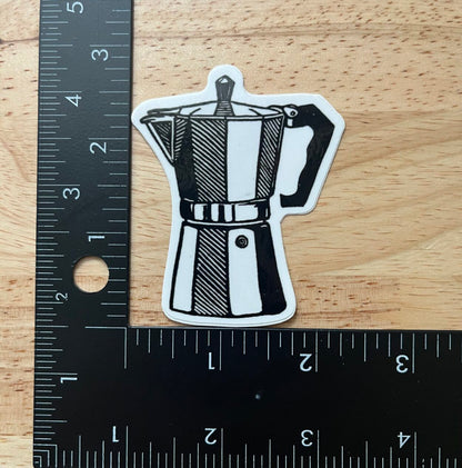 Moka Pot Sticker - weatherproof adhesive, UV protective laminate