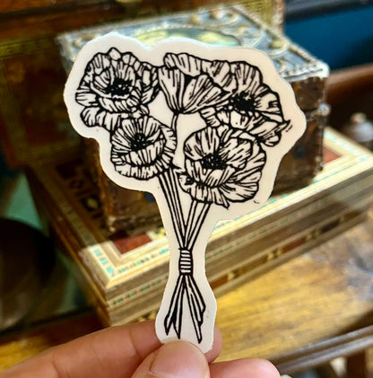 Poppies Sticker - weatherproof adhesive, UV protective laminate