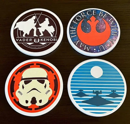 Star Wars Ceramic Coasters: Vader, Kenobi, Stormtrooper, Imperial Fleet - Set of 4