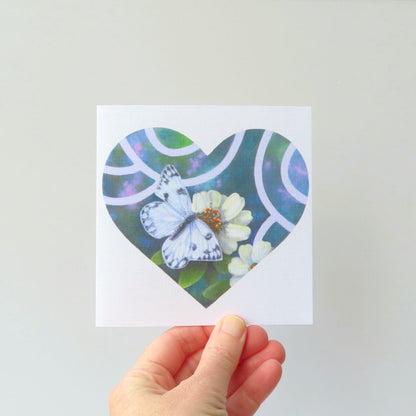 Checkered White Butterfly Stationery Cards - 3 pack