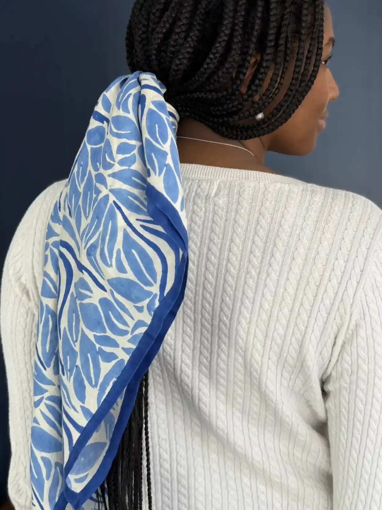 Blue Snake Peace Silk Square Scarf