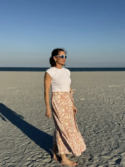 Blush Wild Dog Maxi Ruffle Wrap Skirt