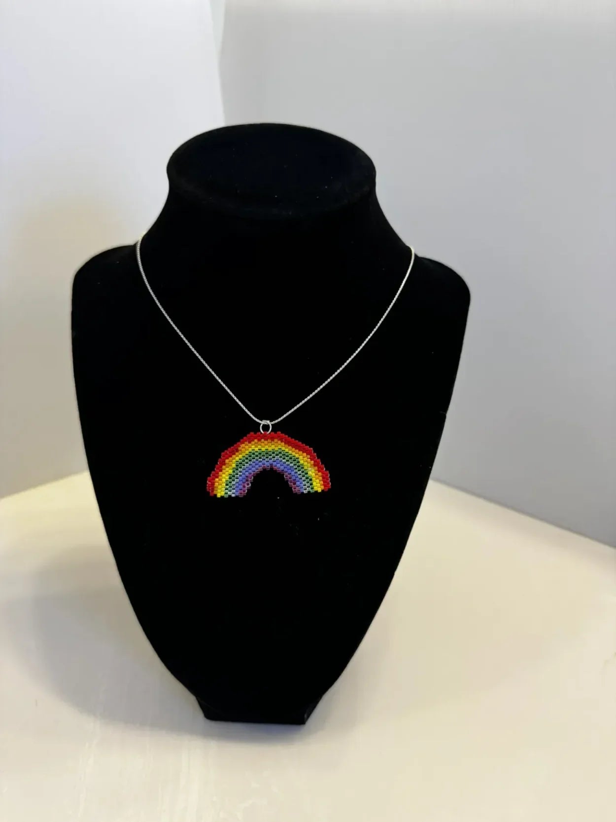 Rainbow Pendant Necklace Handmade from Myuki Delica Size 11/0 Beads