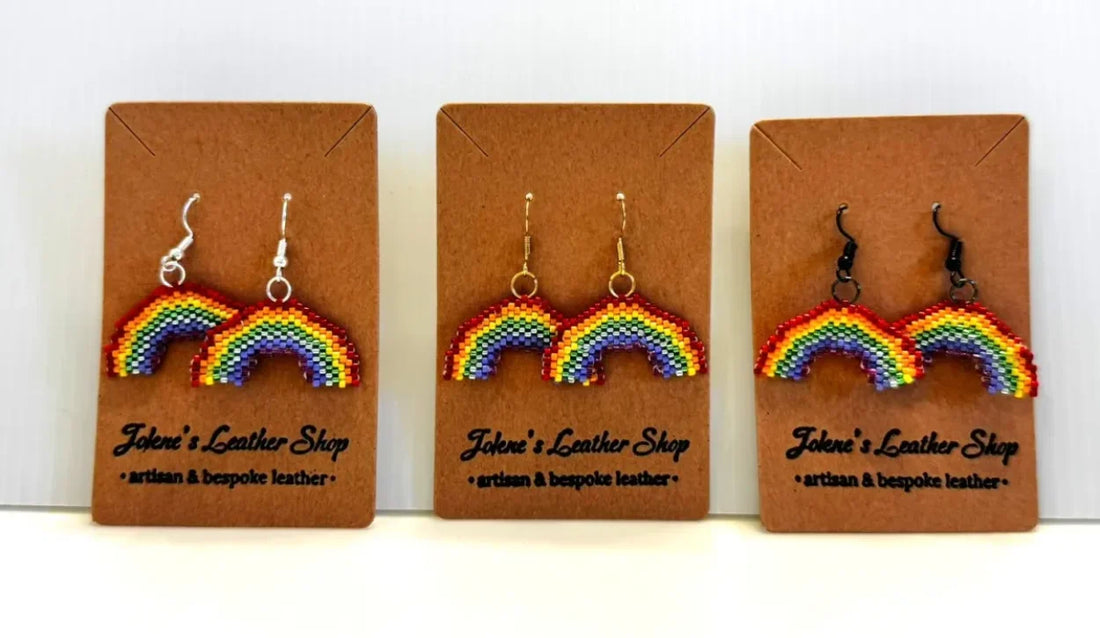 Rainbow Earrings Hand Beaded from Size 11 Myuki Delica Beads
