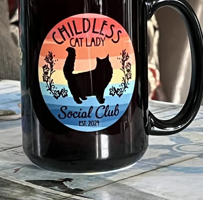Childless Cat Lady Social Club - 15oz Beveled Ceramic Coffee Mug