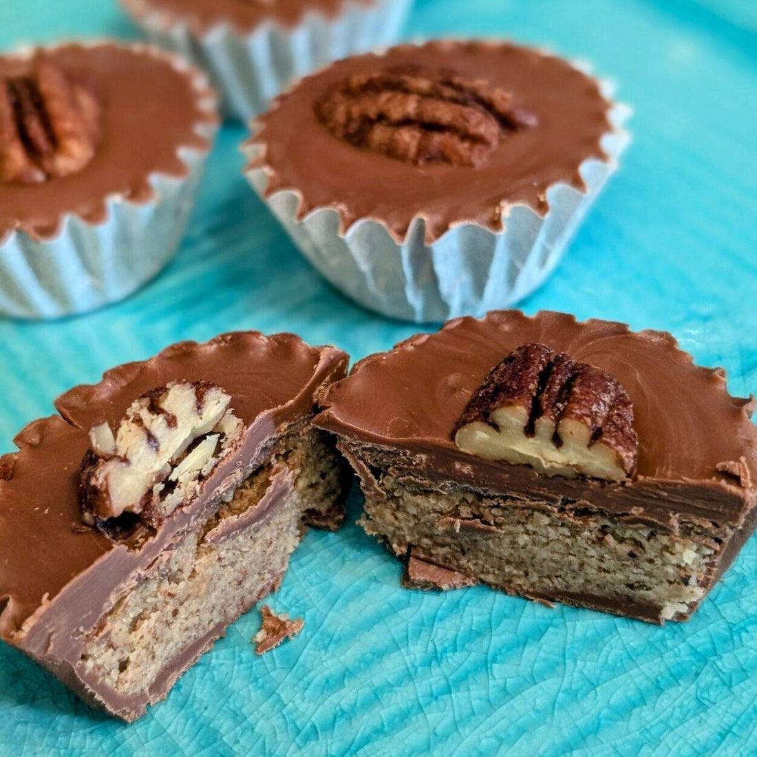 Chocolate Marzipan Cups (Pistachio &amp; Pecan Praline)