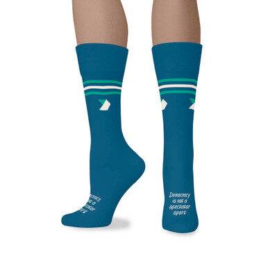 Democracy Forward "Democracy Is Not A Spectator Sport" Blue Crew Sock
