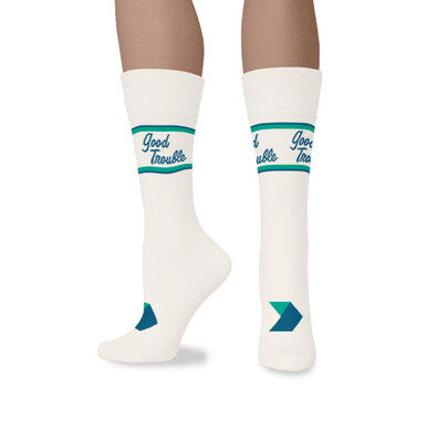 Democracy Forward "Good Trouble" White/Cream Crew Sock